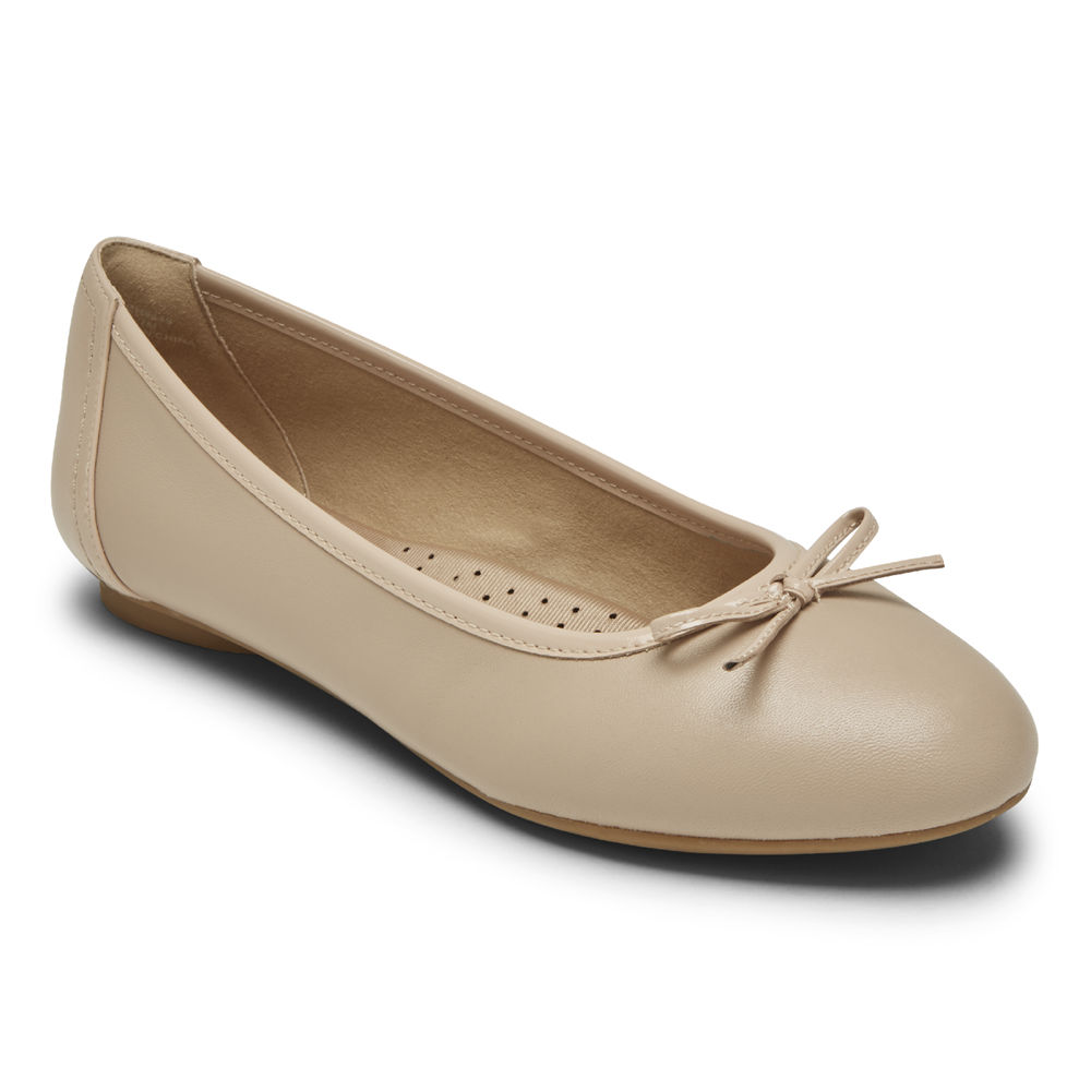 Rockport Flats Sko Dame Beige - Reagan Bow - QRUT78290